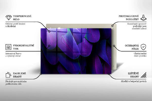 Tabla de cortar de vidrio Plumas de neón