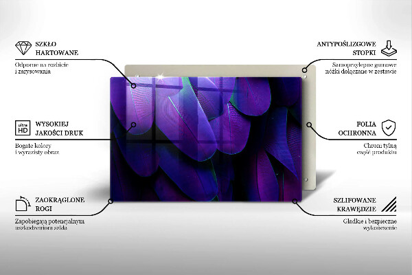 Tabla de cortar de vidrio Plumas de neón