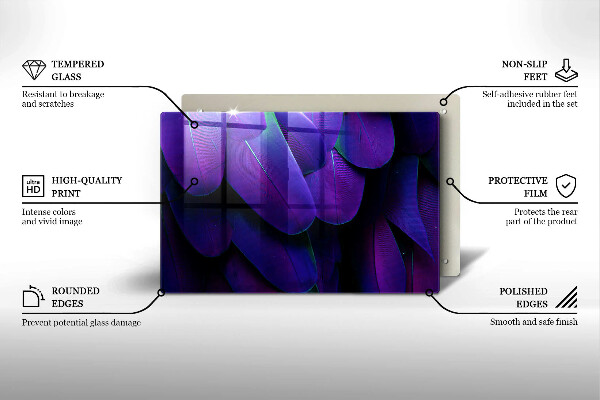 Tabla de cortar de vidrio Plumas de neón