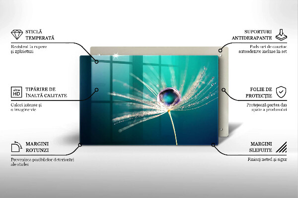 Tabla de cortar de vidrio Rocío sobre un diente de león