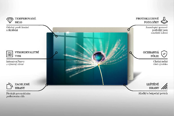 Tabla de cortar de vidrio Rocío sobre un diente de león