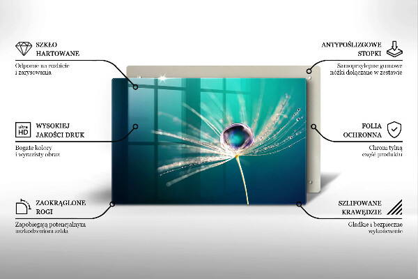 Tabla de cortar de vidrio Rocío sobre un diente de león