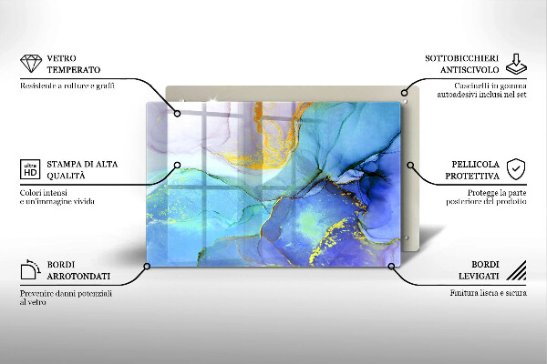 Tabla de cortar de vidrio Piedra dorada agrietada