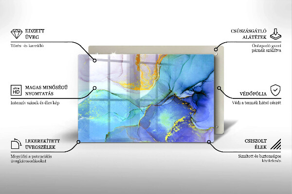 Tabla de cortar de vidrio Piedra dorada agrietada