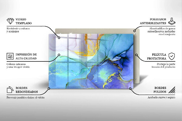 Tabla de cortar de vidrio Piedra dorada agrietada