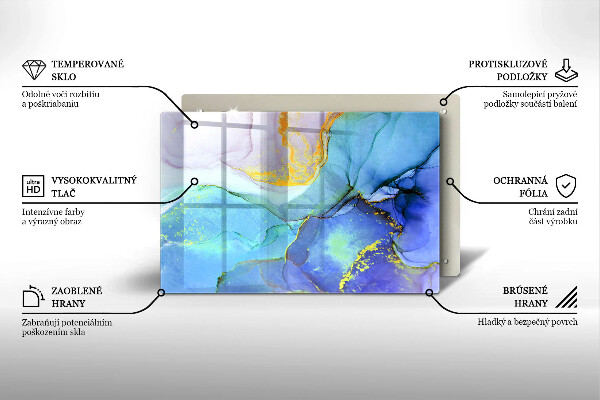 Tabla de cortar de vidrio Piedra dorada agrietada