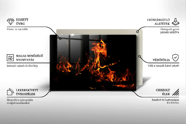 Tabla de cortar de vidrio Enciende una llama viva