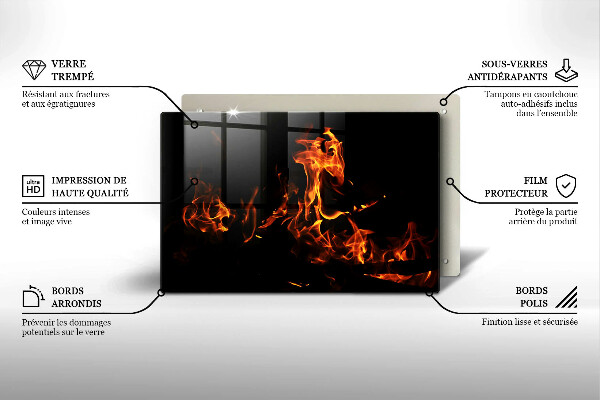 Tabla de cortar de vidrio Enciende una llama viva