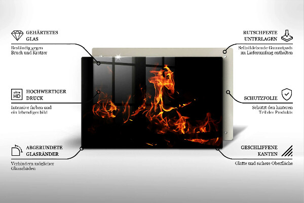 Tabla de cortar de vidrio Enciende una llama viva