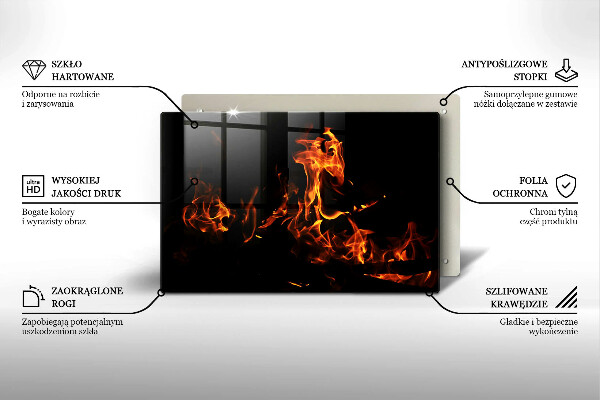 Tabla de cortar de vidrio Enciende una llama viva