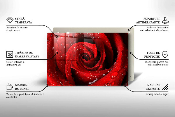 Tabla de cortar de vidrio Pétalos de rosas