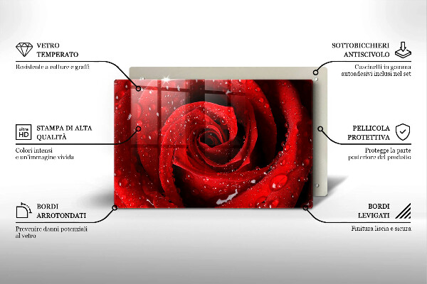 Tabla de cortar de vidrio Pétalos de rosas