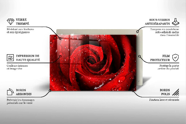Tabla de cortar de vidrio Pétalos de rosas