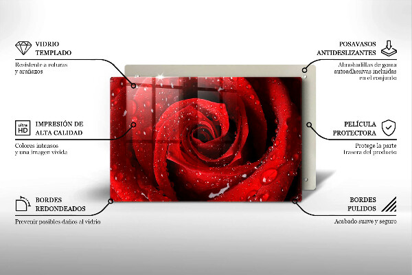 Tabla de cortar de vidrio Pétalos de rosas