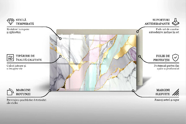 Tabla de cortar de vidrio Mármol pastel