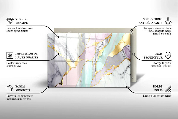 Tabla de cortar de vidrio Mármol pastel