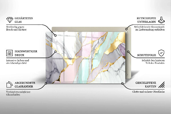 Tabla de cortar de vidrio Mármol pastel