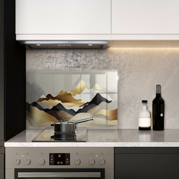 Tabla de cortar de vidrio Montañas doradas abstractas