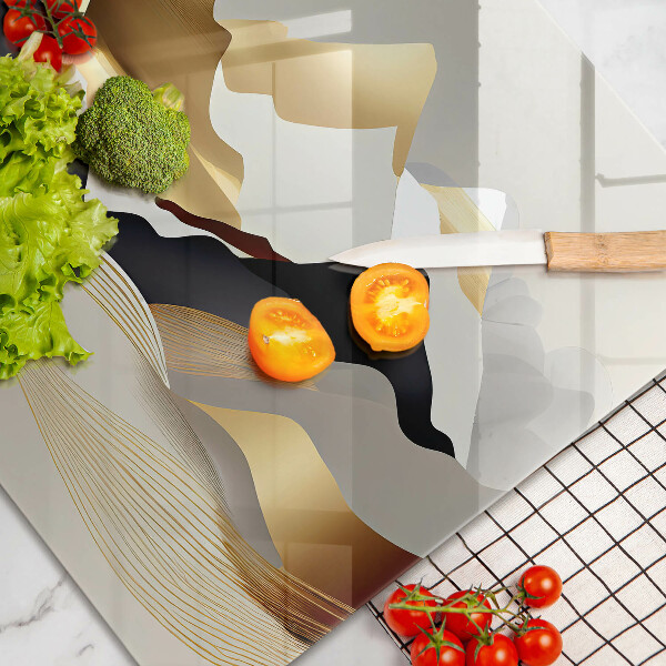 Tabla de cortar de vidrio Montañas doradas abstractas