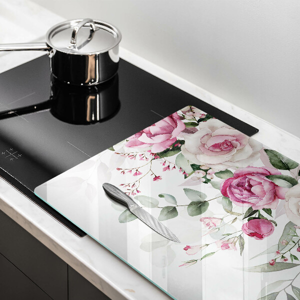 Tabla de cortar de vidrio Rosas acuarelas