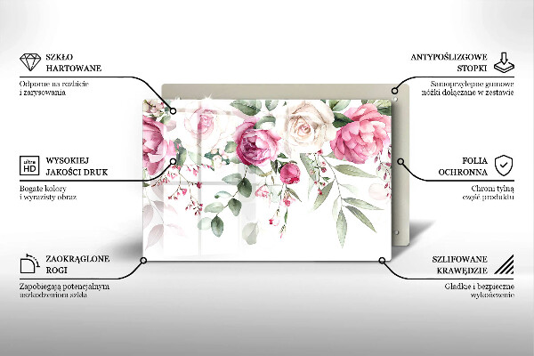 Tabla de cortar de vidrio Rosas acuarelas