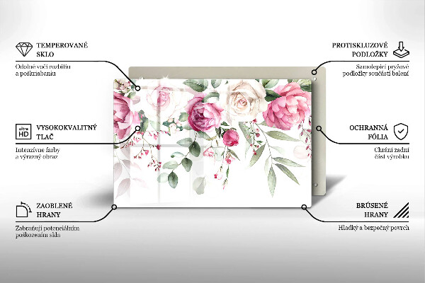 Tabla de cortar de vidrio Rosas acuarelas