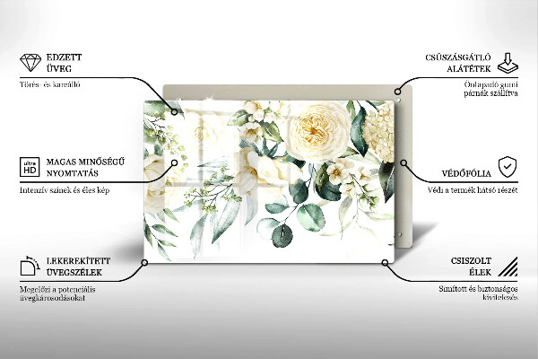 Tabla de cortar de vidrio Flores de acuarela