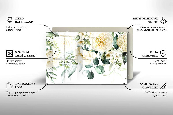 Tabla de cortar de vidrio Flores de acuarela