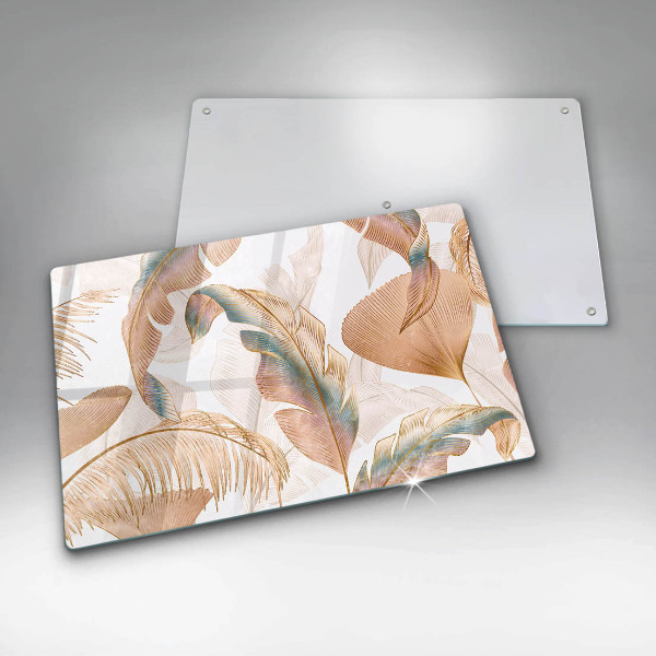 Tabla de cortar de vidrio Plumas y hojas boho