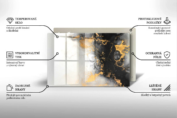 Tabla de cortar de vidrio Abstracción con oro