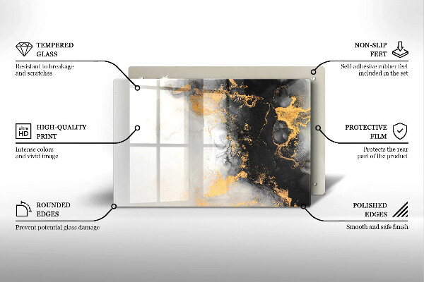 Tabla de cortar de vidrio Abstracción con oro
