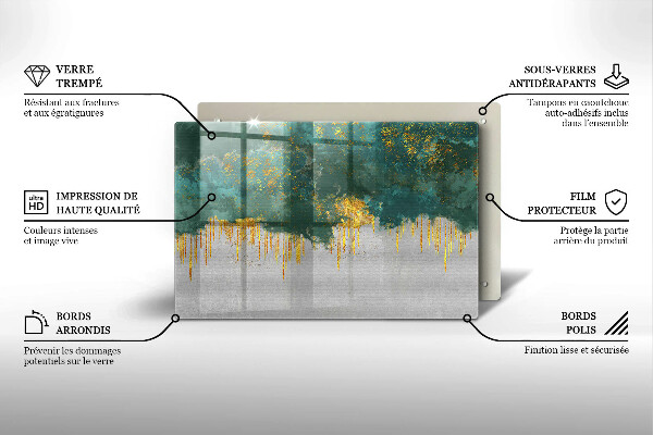 Tabla de cortar de vidrio Abstracción con oro