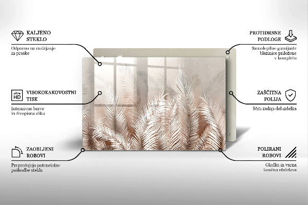 Tabla de cortar de vidrio Hojas de vegetación boho