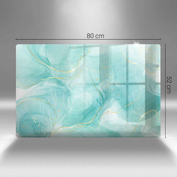 Tabla de cortar de vidrio Abstracción azul y dorada