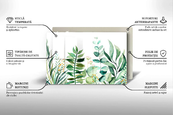 Tabla de cortar de vidrio Ilustración de hojas de plantas