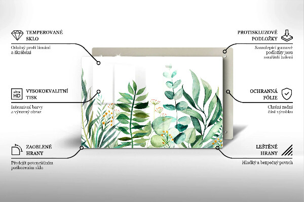 Tabla de cortar de vidrio Ilustración de hojas de plantas