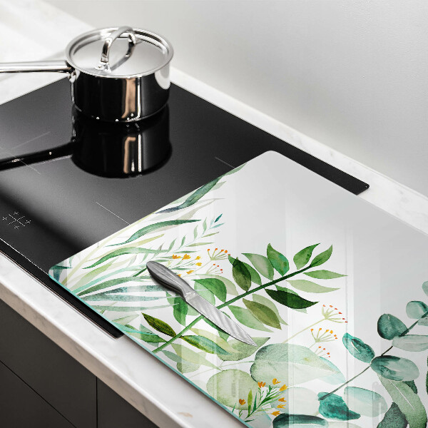 Tabla de cortar de vidrio Ilustración de hojas de plantas