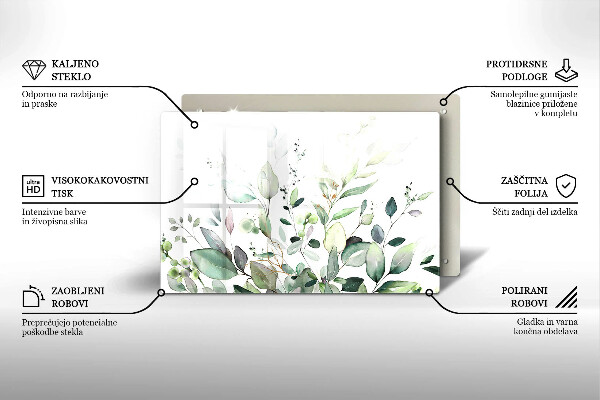 Tabla de cortar de vidrio Plantas de acuarela