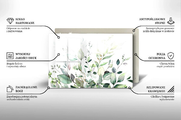 Tabla de cortar de vidrio Plantas de acuarela