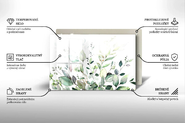 Tabla de cortar de vidrio Plantas de acuarela