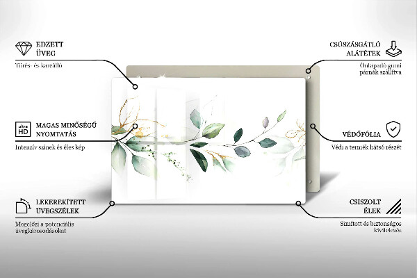 Tabla de cortar de vidrio Hojas de acuarela