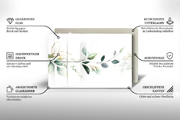 Tabla de cortar de vidrio Hojas de acuarela