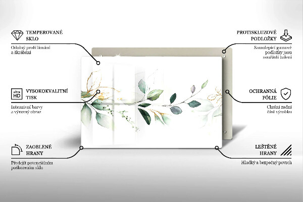 Tabla de cortar de vidrio Hojas de acuarela