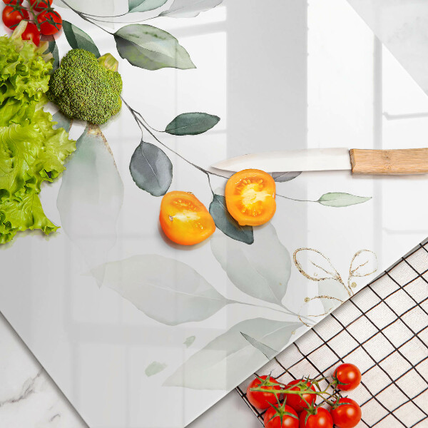 Tabla de cortar de vidrio Hojas de acuarela