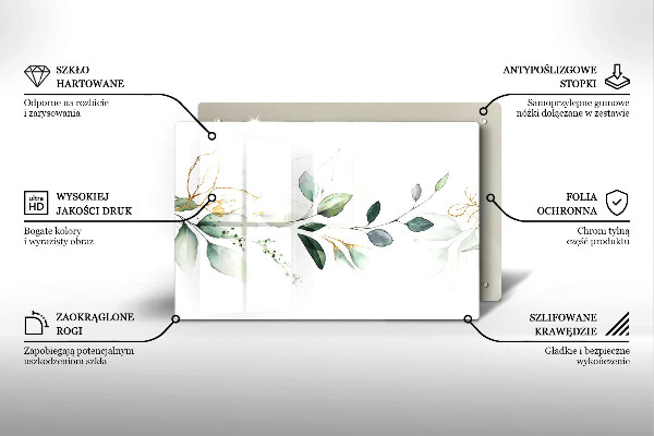 Tabla de cortar de vidrio Hojas de acuarela