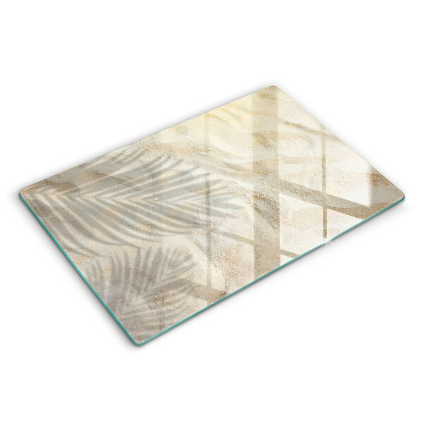 Tabla de cortar de vidrio Hojas de palma y arena