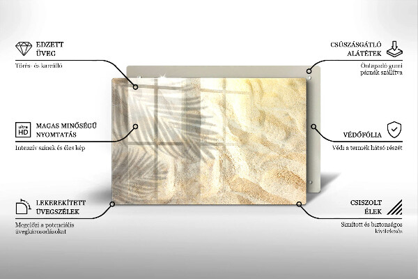 Tabla de cortar de vidrio Hojas de palma y arena