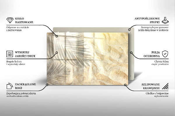 Tabla de cortar de vidrio Hojas de palma y arena