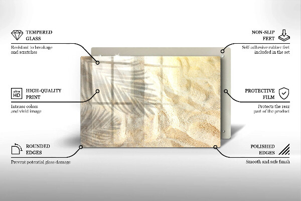 Tabla de cortar de vidrio Hojas de palma y arena