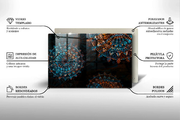 Tabla de cortar de vidrio Ruedas vintage boho